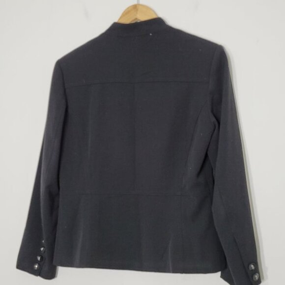 Proportion Petite Conrad C Black Button Down Faux Leather Trim Jacket 6 Petite - Picture 8 of 13